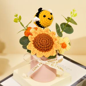 TEMU 1세트 인공 직물 화분 , 수제 크로셰 - 사무실, 거실, 침실용 귀여운 데스크탑 장식, 손으로 짠 선물, 생일, 크리스마스, 발렌타인데이, 파티 및 홈 데코