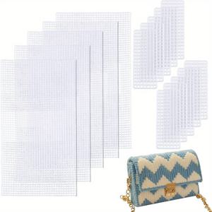 TEMU 15개 2사이즈 플라스틱 메쉬 캔버스 가방 시트 DIY 액세서리 아크릴 실 뜨개질 및 크로셰 프로젝트용 지갑 만들기 소품, 핸드백 제작 재료