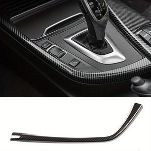 TEMU 탄소 섬유 패턴 L-형 기어 변속 패널 트림 커버, PC 소재, 전면 배치, for BMW 3 4 시리즈 2013-2019 F30 F31 F32 F33 F34 F36, 왼손 운전, 중앙 콘솔 멀티미디어 iDrive 버튼 트림 포함