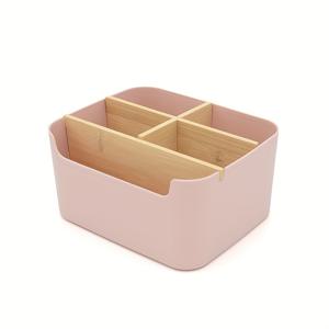 TEMU 1개 5칸 펜 홀더가 있는 책상 정리함 - 사무실, 욕실, 침실 및 거실용 내구성 플라스틱 다용도 보관 상자 - 메이크업, 주얼리, 귀걸이, & 액세서리를 위한 공간 절약 디자인, 홈 스토리지용 데스크 오거나이저, 서랍 오거나이저, 오피스 데스크 액세서리, 메이크업 오거나이저
