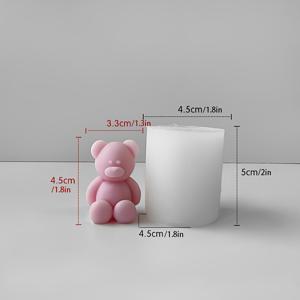 TEMU 귀여운 곰 앉은 자세가 있는 DIY 동물 향초 실리콘 몰드와 석고 연삭 도구