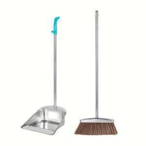 TEMU 스테인리스 스틸 가정용 마당과 먼지통 세트, 연장된 115cm/45인치 디자인, 먼지통에서 머리카락을 쉽게 제거할 수 있습니다. 스테인리스 스틸 긴 손잡이 마당, 내구성 있는 먼지통 및 실내 및 실외 사용을 위한 주방 청소 도구