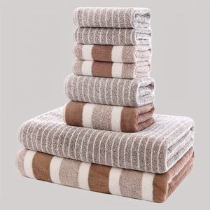 TEMU 8pcs 광범위한 및 협소한 스트립 세트, 2개의 손수건 및 2개의 욕실 수건, 4개의 얼굴 수건, 8pcs 수건 세트, 야외 수건, 캠핑 수건, 하이킹 수건, 비즈니스 장소 수건, 스파, 발 마사지, 땀 스팀, 목욕, 호텔 및 기타 클럽용품에 적합, 매우 부드러운 두꺼운 욕실 수건, 흡수력 좋은 빠른 건조 샤워 수건