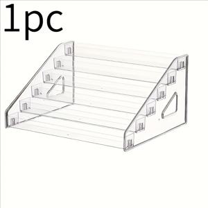 TEMU 1pc 투명 아크릴 멀티 레이어 디스플레이 스탠드 - 화장품, , 향수, 네일 폴리ッシュ용 현대식 계단 보관 랙 - 독립적인 1-6pcs 보관 랙, 미용 제품 정리함|현대식 계단 디자인|강력한 플라스틱 랙, 선반 장식|향수|매니큐어