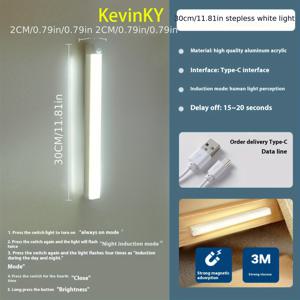 TEMU LED 스마트 모션 센서 조명 스트립 USB 충전식 자석형 무드등, 침대·옷장용 자동 점등, 드릴링 없이 설치 가능|무드등
