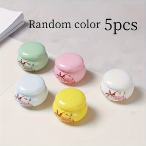 TEMU 5개 세트 30ml/1.01oz 미니 세라믹 자루 플립탑 뚜껑 - 우아한 물방울 복숭아꽃 디자인, 화장품·보석·여행용품·데스크탑 장식용 다목적 보관함, 보석 보관함, 장식 뚜껑 디자인, 매끄러운 질감 마감, 스타일리시 컨테이너, 내구성 있는 소재, 홈 데코레이터
