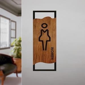 TEMU 남녀 화장실 표지판, 아크릴 소재, 나무 무늬 & 매트 블랙 컬러, 사무실·가게·레스토랑용 강력 접착식 화장실 표시