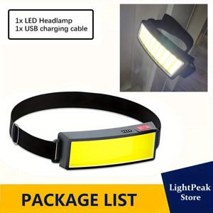 TEMU 1개 밝은 COB LED 헤드램프, 3가지 모드 USB 충전식 핸즈프리 손전등, 휴대용 머리 장착 토치, 각도 조절 가능, 등산·낚시·캠핑·모험 가정용 비상 헤드라이트