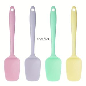 TEMU 크림 스패츌러 믹싱 스쿱 베이킹 내열 실리콘 스크래퍼 세트: 무봉합, BPA 프리 식품 등급 유연 고무 주방 요리 및 혼합 블레이드, 논스틱 도구용 케이크 캔디 초콜릿 로프 가족 모임 파티 학교 활동