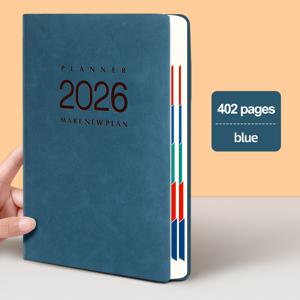 TEMU 2026 인조 가죽 일일 플래너 - 시간 관리 및 자기 훈련 다이어리, 365일 사무실 및 학교 일정, 부드러운 커버, 내구성 있는 합성 인조 가죽, 월별 및 일일 보기, 영어, 전문 레이아웃, 소프트 커버 노트북