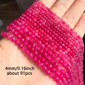 TEMU JILKOL 2/3/4mm 천연 면 처리된 로즈 쿼츠 스톤 비즈 - DIY 주얼리 만들기, 팔찌, 목걸이, 귀걸이용 생생한 핑크색 루스 스페이서 비즈 170/110/91개 세트 - 고품질 보석 비즈 모음, 반짝이는 효과와 광택 마감