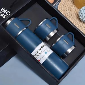 TEMU 원컵 세트 (뚜껑 3종 사용), 이중벽 보온병, 차량용/비즈니스 선물 세트, 빨대와 함께하는 귀여운 텀블러, 휴대용 음료잔, 다목적 뚜껑, 누수방지 기능의 고급형 스테인리스 제품