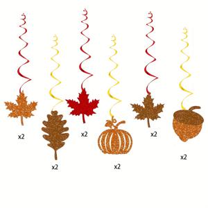 TEMU 가을 추수감사절 파티 장식용 컬러풀 메이플 리프 호박 스파이럴 스트리머 12pcs 세트