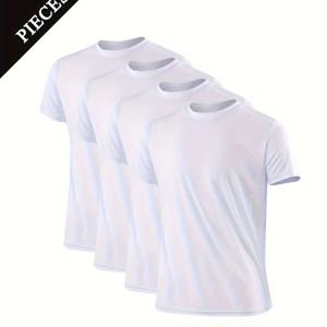 TEMU 4pcs 세트 초경량 빠른 건조 남성용 러닝, 캐주얼, 피트니스, 농구, 하이킹, 사이클링, 스포츠, 압박 티셔츠, 반팔 탑, 가볍고 통기성 좋은 데일리웨어, 휴가, 봄/여름 스타일, 사이클링 의류, 농구복, 빠른 건조 셔츠, 스포츠 티, 단색 디자인, 라운드넥 스타일, 초경량 소재, 초경량 구조, 남성 피트니스웨어, 액티브 남성