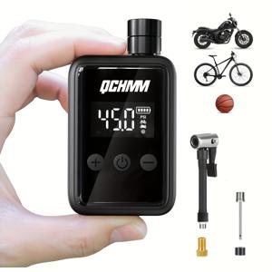 TEMU QCHMM 전동 자전거 펌프 - 디지털 LCD 디스플레이, 150 PSI 고압, 빠른 충전, C타입 충전, 자동 종료, 자전거, , 공, 타이어 호환 - /슈라더 밸브, 컴팩트 & 휴대용 전동 자전거 펌프, 디지털 압력 게이지, C타입 충전식 배터리, 500mAh, 36V, 모든 지형 공기 주입에 적합|자전거|전기자전거