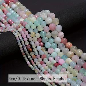 TEMU ASVRAI U 4-12mm 천연 칼세도니 스톤 비즈 - DIY 주얼리 만들기용 부드러운 라운드 스페이서 비즈, 파스텔 핑크 피치 그린 옐로우 퍼플 어시 톤, 팔찌 목걸이 귀걸이 공예 재료, 광택 마감 고품질 비즈