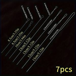 TEMU 7pcs 초미세 비즈 니들 세트 - 스테인레스 스틸, 큰 눈으로 휘어진 니들 DIY 보석 만들기, 수공예 및 비즈 프로젝트, 비즈 액세서리 | 스테인레스 스틸 니들 | 내구성 있는 비즈 니들, 비즈 액세서리