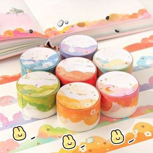 TEMU 5pcs 랜덤 스타일 드림 클라우 레이스 핸드메이드 스크랩북 스티커 - 생동감 있는 클라우 & 꽃 디자인, DIY 종이 스트립, 일기, 플래너, 스크랩북 - 다양한 모양의 프레임, 종이 스티커, 일기 장식, 우아한 디자인, 우아한 공예