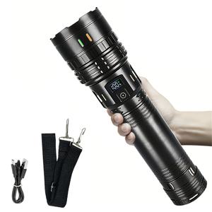 TEMU 강력한 조절 가능한 LED 손전등, 디지털 디스플레이, USB 충전식, 고용량 배터리 & 다중 모드 – 야외 활동, 순찰, 캠핑, 낚시, 하이킹, 자동차 수리, 비상 및 정전에 이상적. 어르신이나 친구 생일 선물로 완벽; 할로윈/크리스마스 필수 도구