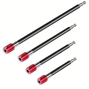 TEMU 4pcs 자석 드릴 비트 연장 세트 - 퀵 릴리스 홀더가 있는 강력한 크롬 반디움 스틸, DIY 및 전문 사용을 위한 6각 헤드, 건조 기능, 스크루 드라이버, 스크루 드라이버 사용을 위한