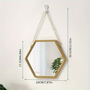 TEMU 1pc 육각형 벽 거울, 화장실 기숙사 메이크업 거울 체인, 철제 골든 프레임 벽 거울, 복도, 거실, 침실, 화장실, 홈 장식에 적합합니다