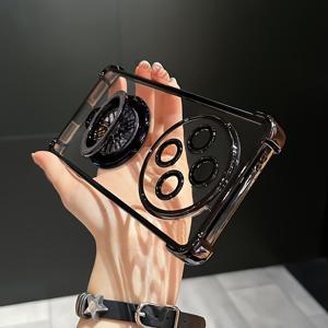 TEMU 회전 자이로스코프 브라켓이 있는 Xiaomi Redmi 14C용 투명 케이스, 충격 방지 보호 커버