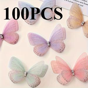 TEMU 100개 미니 공예 나비 - 3D 시뮬레이션 파스텔 나비 장식, DIY 수제 공예용, 휴일 장식, 인사말 카드 장식, 스크랩북 장식, 결혼식 장식에 적합