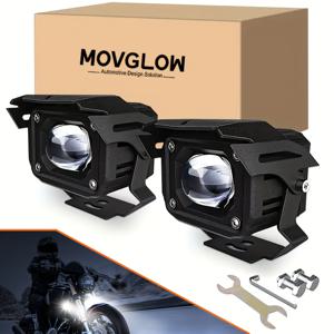 TEMU MOVGLOW 2개 LED 보조등 - 방수 및 방진 주행등, 설치 브래킷 포함, 다양한 차량, 트랙터, 트럭, ATV, UTV, SUV, 보트, 모터사이클용 - 12-24V 하드와이어 전원 공급