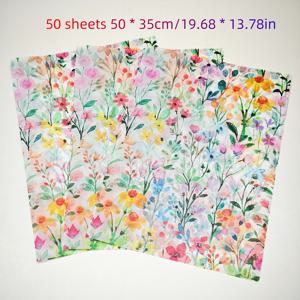 TEMU 봄꽃 패턴 선물 포장지 50매, 20'' x 14'', 웨딩, 부활절 선물, 공예, 생일 선물 포장, 파티용 선물 가방 채우기