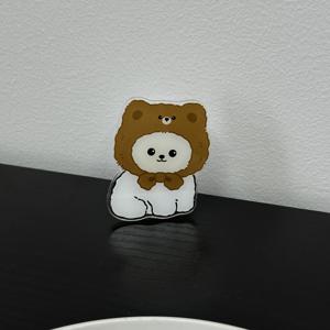 TEMU 2D 플랫 만화 개 폰 케이스 & 접이식 손가락 그립 - 귀여운 개 스티커 (개구리 안경, 스카프, 감자튀김 & 곰 디자인), 안전한 고정을 위한 접착 백, 내구성 있는 유연한 소재, 애완동물 애호가를 위한 독특한 선물, 휴대폰 케이스용 스티커, 재미있는 액세서리, 고품질 인쇄