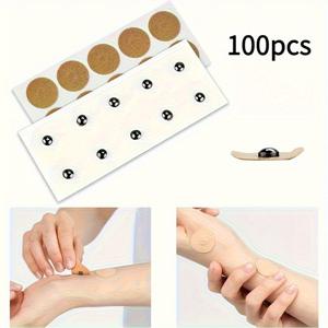 TEMU 100개磁성 마사지 스티커 - 바디 케어 & 아куп레스처, 검은색 & 금색磁성 패드, 전체 바디, 휴식 & 웰니스, 세련된 디자인 & 부드러운 질감, 내구성 있는 접착제, 향상된 편안함,磁성 바디 마사지기, 바디 케어 액세서리, 현대적인 미학, 고품질 접착제