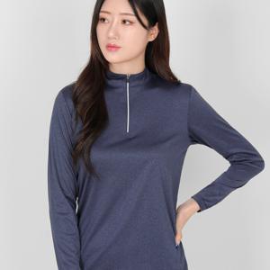 TEMU 여성용 신축 원단 멜란지 긴팔 집업 티셔츠 프리티우먼 (SI42LT018W)