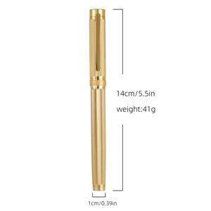 TEMU 1pc 황금 비즈니스 금속 펜, 이리듐 팁 중간 크기 0.5mm, 남성과 여성을위한 최고의 만년필, 사무실 학교 학생, 잉크 변환기 포함, 잉크 없음, 3.4 구경 잉크 탱크에 적합