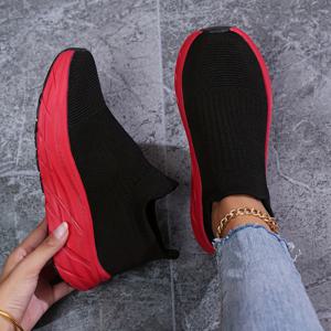 TEMU Flying Woven Stylist 편안한 청키 운동화, 통기성 슬립온 여성용 캐주얼 운동화
