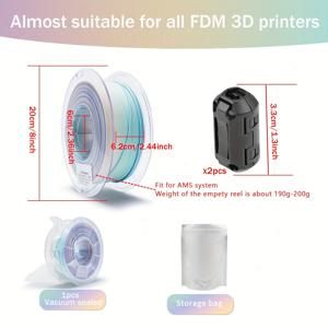 TEMU 1.75mm 복숭아색 3D 프린터 필라멘트, 컬러 그라데이션 PLA (복숭아 쉐이드), 길이 기반 빠른 색상 변경, 대부분의 FDM 프린터 호환, 치수 정확도 +/-0.03mm, 1kg/2.2lbs, 3D 프린터 필라멘트 클리너 2개 포함