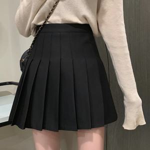 TEMU 여성용 블랙 플리츠 스커트 S-XXL - 요가 러닝 캐주얼 스커트, 허벅 커버리지와 편안한 핏, 운동 및 일상복에 적합, 안전한 전면 지퍼, 다재다능한 디자인