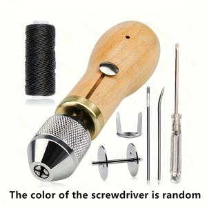 TEMU 가죽 재봉용 아울 키트, 스피디 스티처 포함 - 캔버스 및 신발 수리 DIY 공구 세트 (손재봉기, 코일, 바늘, 실 포함) 혼합 컬러