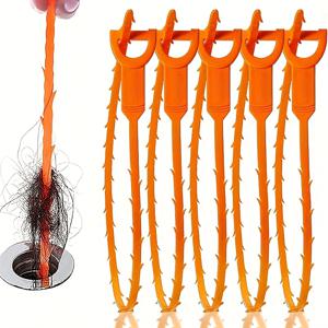TEMU 5pcs 내구성 있는 플라스틱 인스턴트 클로그 리무버, 샤워, 싱크 및 욕조용 배수 뱀 세트, 머리카락 및 오염물질 청소용 쉽게 사용할 수 있는 가정용 유지 보수 액세서리|욕조