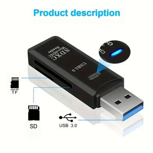 TEMU 2-in-1 미니 USB 3.0 카드 리더 - PC & 노트북용 SD/ SD/TF 메모리 카드 어댑터, 플래시 드라이브 호환
