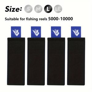 TEMU 4pcs 블루 낚시 라인 보호 커버 - 백색 핸드 로고가 있는 내구성 있는 나일론 스플 보호자, 염수 및 담수 낚시를 위한 라인 손상 방지 및 캐스팅 성능 향상, 낚시 라인 보호자, 담수 낚시 장비, 세련된 디자인, 튼튼한 구조
