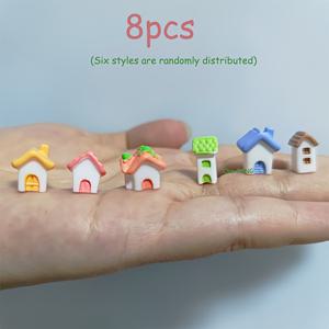 TEMU 8피스 세트 귀여운 미니어처 레진 하우스 모델, 정원 조경, 가드닝 장면, 인형집, 야외 화분 이끼 테라리움, 수족관 디스플레이, DIY 데스크탑 액세서리용 창의적인 작은 집 장식 – 소형 선물 또는 공예 재료로 완벽