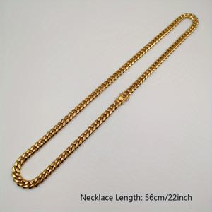 TEMU 남성용 8mm 스테인리스 금도금 마이애미 쿠바 링크 체인 목걸이 - 힙합 주얼리, 블랙 주얼리 백 포함, 다양한 길이(16-30인치), 내구성 및 변색 방지, 힙합 목걸이|남자목걸이