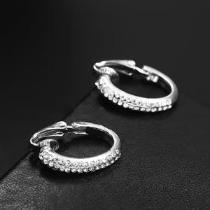 TEMU 반짝이는 라인스톤이 장식된 우아한 클립온 후프 귀걸이 - 피어싱 필요 없음, 골드톤 합금, 파티 및 나이트클럽에 완벽, 라운드, 패션