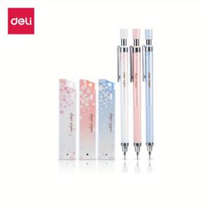 TEMU 3개의 펜 + 3개의 리필 박스를 포함한 데리 기계적 연필 세트 - 체리 꽃 테마, 봄 로맨틱 디자인, 0.5-60mm, HB, 플라스틱 케이스, 문구 필수품|체리 꽃 디자인|내구성 있는 플라스틱