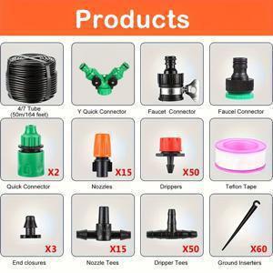 TEMU DIY 물 절약 정원 물 주입 시스템, 자동 방수 관개 키트, 잔디, 파티오, 녹색하우스용 - 플라스틱 소재, 범용 스레드 표준