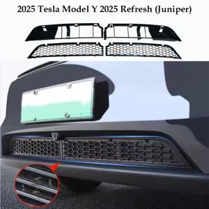 TEMU 2025년 for TESLA Model Y용 3.0인치 분할 곤충 스크린 삽입 - 쉽게 제거할 수 있는 ABS 전면 그릴 보호, 5석 차량 곤충 방지막, 곤충 보호 | 현대적인 미적 | ABS 그릴 삽입, 곤충 스크린