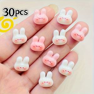 TEMU 30개 카툰 광택 미니 토끼 레진 주얼리, 귀여운 아트 네일 장식 패치, DIY 공예용, 헤어 클립, 폰 케이스 액세서리, 스크랩북 장식