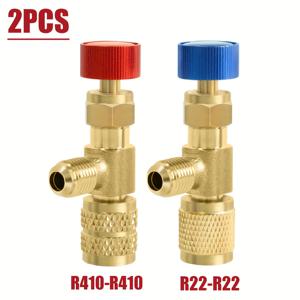 TEMU 2pcs AC 냉장제 안전 밸브 스위치 키트, R22 및 R410 어댑터 커넥터, AC 냉장제 추가 AC 어댑터, 1/4 인치 브론즈 AC 플루오린 안전 밸브, AC 수리 및 유지보수용