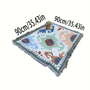 TEMU 1개 기하학 패턴 담요 - 피크닉, 캠핑, 해변 및 정원용 휴대용 다용도 스로우 - 내구성 있는 폴리에스터, 손세탁 전용, 테이블, 소파 및 홈 데코에 이상적, 애완동물 친화적, 야외 장식 | 스타일 | 내구성 있는 폴리에스터, 피크닉 담요, 초대형 러그, 비치 매트, 피크닉 액세서리, 캠핑 장비