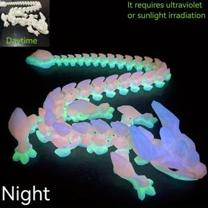 TEMU 3D 프린팅 야광 드래곤 조각상 - 다중 관절형, 랜덤 컬러 눈, 내구성 플라스틱 홈 데코 & 데스크탑 아트 디스플레이, 청소년 및 성인(14세 이상)용 독특한 생일/크리스마스 선물